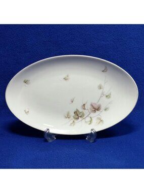 Yamaka China Breeze Underplate or Relish Dish 674 Pink, Brown and Grey Leaves